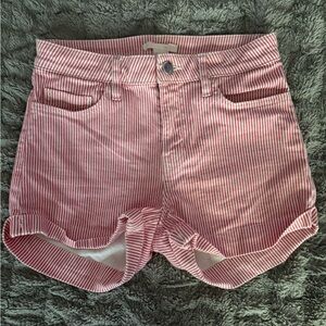 Red and white striped shorts